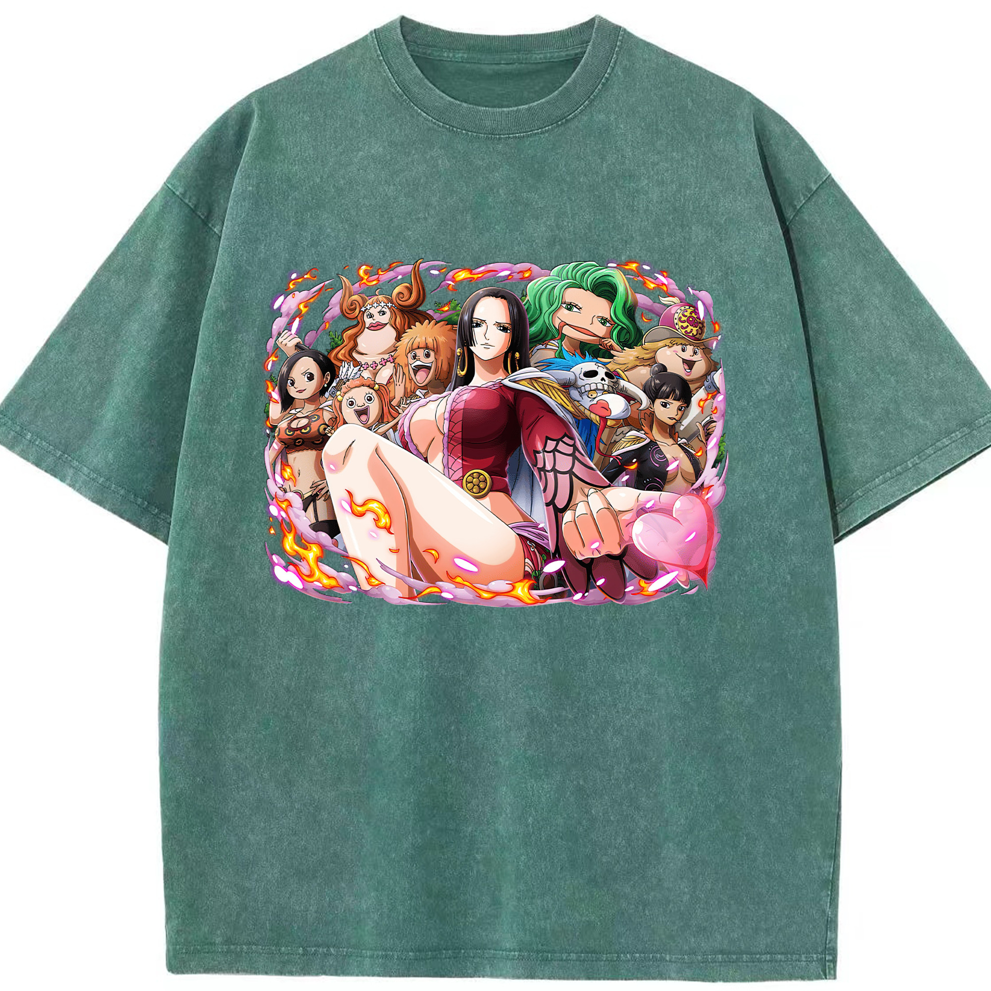ワンピース ボア・ハンコック ONE PIECE Boa·Hancock 綿100% ヴィンテージ風 半袖Tシャツ（フロントプリント）